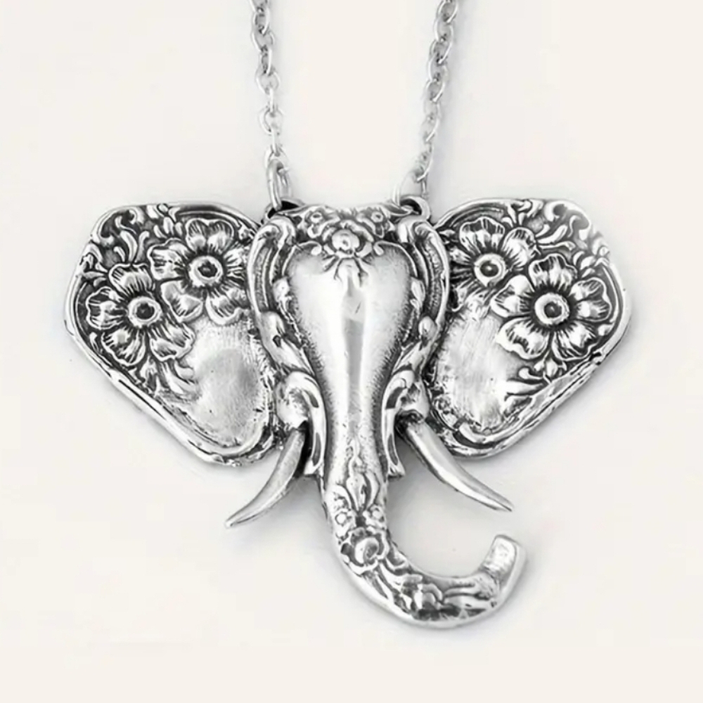 BOHO FLOWER ELEPHANT NECKLACE ZINC ALLOY NYG - Picture 1 of 4